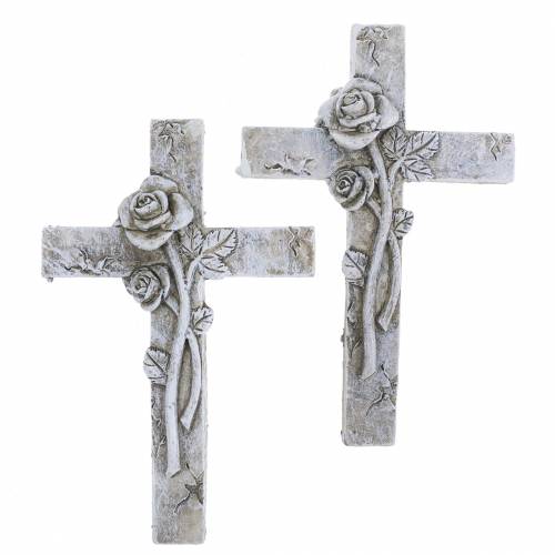 Floristik24 Croce decorativa per tomba 7,5 cm x 11 cm 4 pz