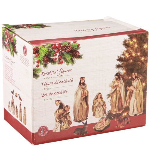 Prodotto Set figure presepe 8 figure crema oro dipinte a mano 6-12,5 cm