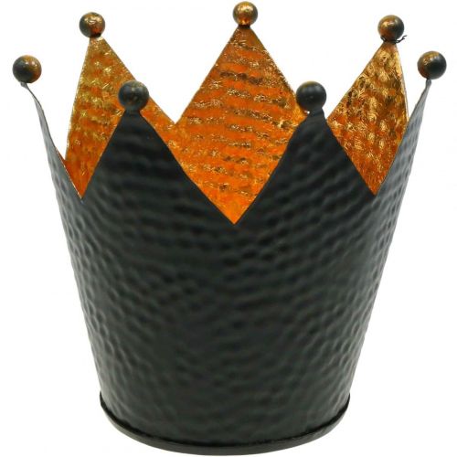 Floristik24 Portacandela corona oro nero decorazione tavola metallo H13.5cm