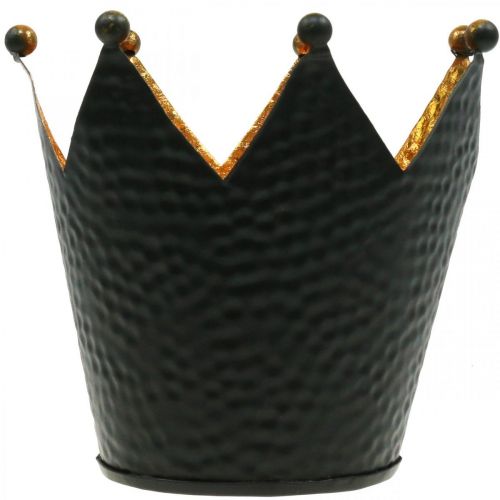 Floristik24 Portacandela corona oro nero decorazione tavola metallo H13.5cm