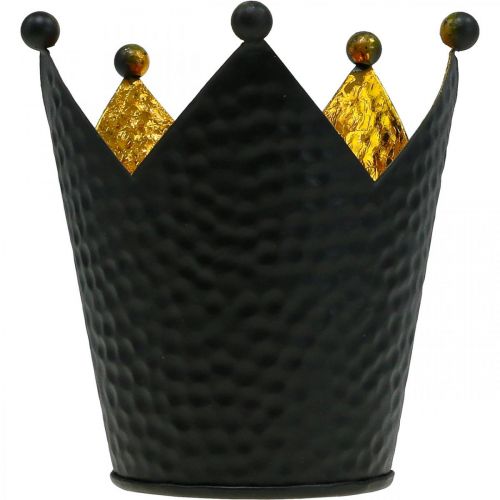 Floristik24 Portacandela corona decoro metallo oro nero H11cm