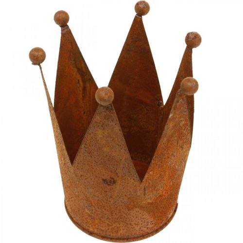 Floristik24 Corona in metallo con decorazione ruggine per piantare patina Ø10,5 cm H13,5 cm