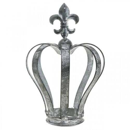 Floristik24 Corona decorativa, decorazione da tavola, decorazione in metallo argento, bianco lavato H16cm Ø11cm