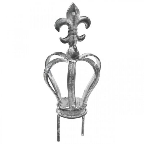 Floristik24 Corona decorativa a spina in metallo grigio, bianco lavato Ø6,5cm H12cm