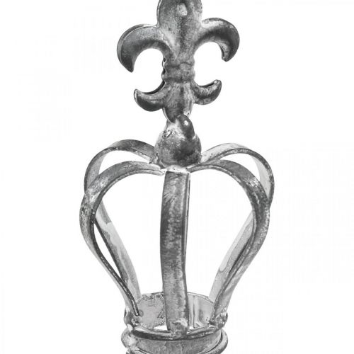 Floristik24 Corona decorativa a spina in metallo grigio, bianco lavato Ø6,5cm H12cm