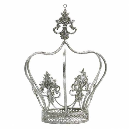 Floristik24 Corona decorativa in metallo argentato Ø17.3cm H22.5cm