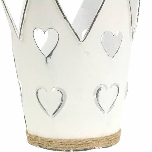 Floristik24 Cuori corona in vaso di zinco bianco lavato Ø12/14cm 2pz