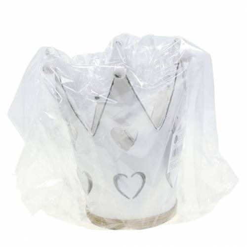 Floristik24 Cuori corona in vaso di zinco bianco lavato Ø12/14cm 2pz