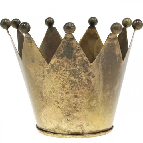Prodotto Portacandela in ottone effetto anticato a forma di corona Ø10cm H8cm