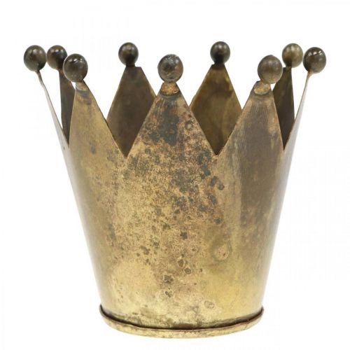 Prodotto Portacandela a corona in metallo effetto ottone anticato Ø12,5 cm H11,5 cm