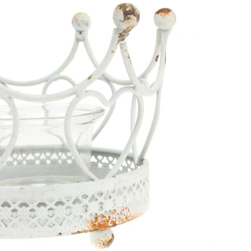 Floristik24 Porta tealight corona bianco Ø13cm H9,5cm