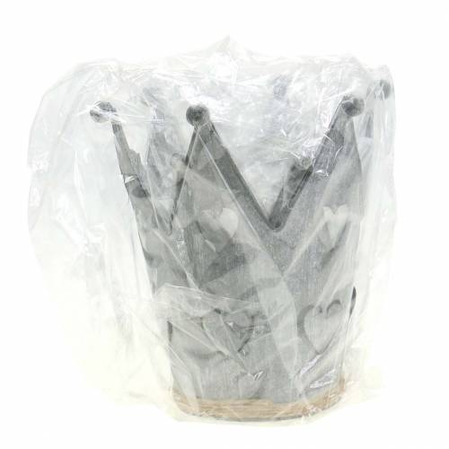 Corona di zinco con cuori cuori lavati set grigio Ø12 / 14cm