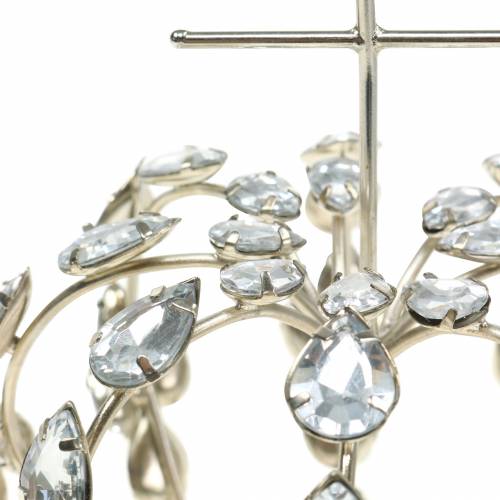 Floristik24 Corona con diamanti e croce in argento Ø11cm H17cm