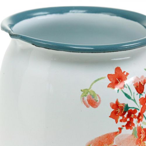 Floristik24 Brocca decorativa con rose selvatiche, brocca smaltata, vaso in metallo look vintage H12.5cm