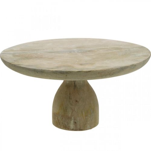 Floristik24 Piatto da torta, vassoio da torta, legno naturale lavato bianco, shabby chic Ø29,5 cm H15,5 cm