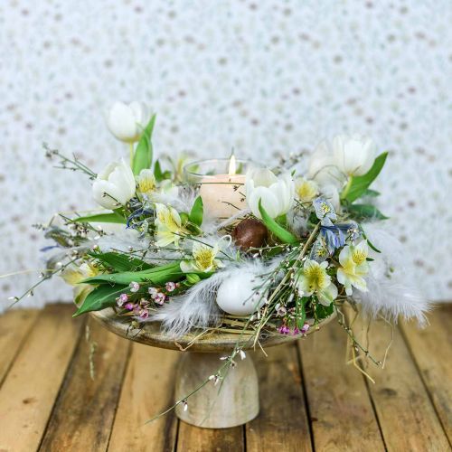 Floristik24 Piatto da torta, vassoio da torta, legno naturale lavato bianco, shabby chic Ø29,5 cm H15,5 cm