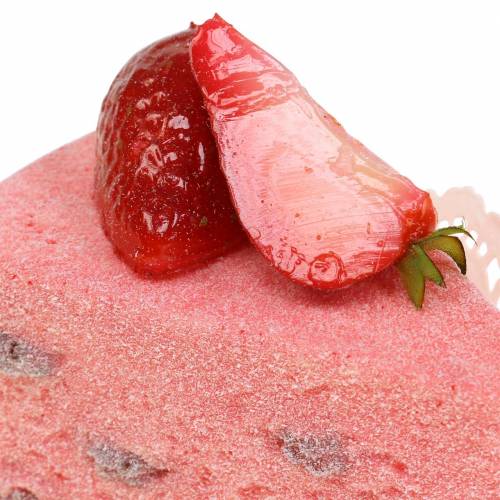 Floristik24 Pezzo di torta fragola artificiale 10cm