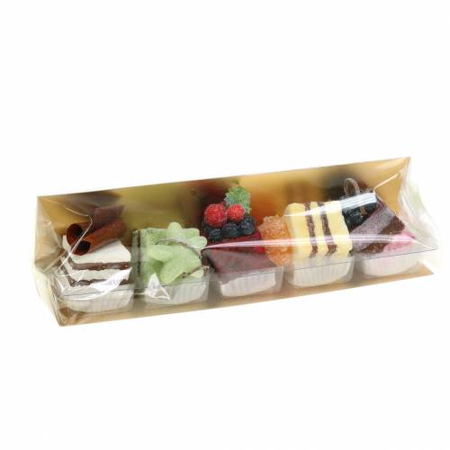 Floristik24 Pezzi di torta artificiale assortiti 4×4 cm 5 pz