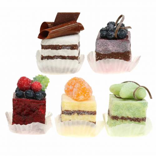 Floristik24 Pezzi di torta artificiale assortiti 4×4 cm 5 pz