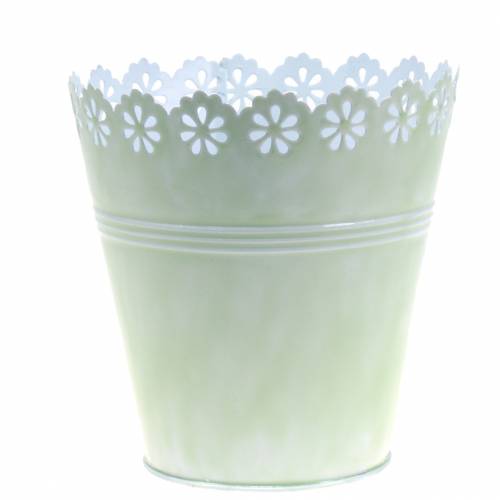 Floristik24 Ornamento floreale fioriera verde chiaro Ø15cm H15cm