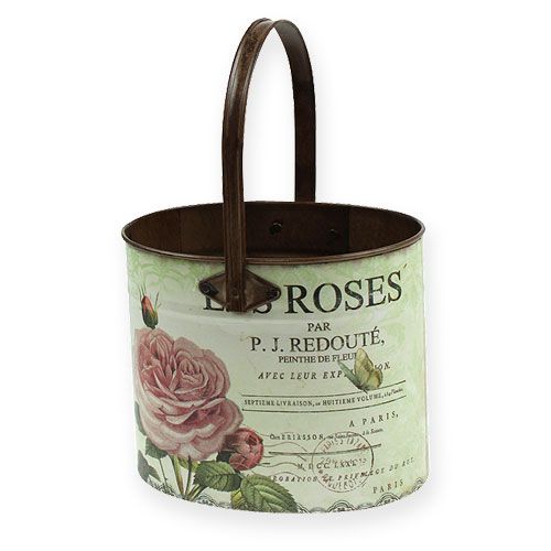 Floristik24 Set vasca decorativo con manico, motivo rosa 3pz