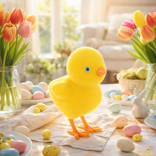 Prodotto Decorazione a forma di pulcino per Pasqua, decorazione da tavolo, decorazione riutilizzabile per il soggiorno, 16 cm, 2 pezzi