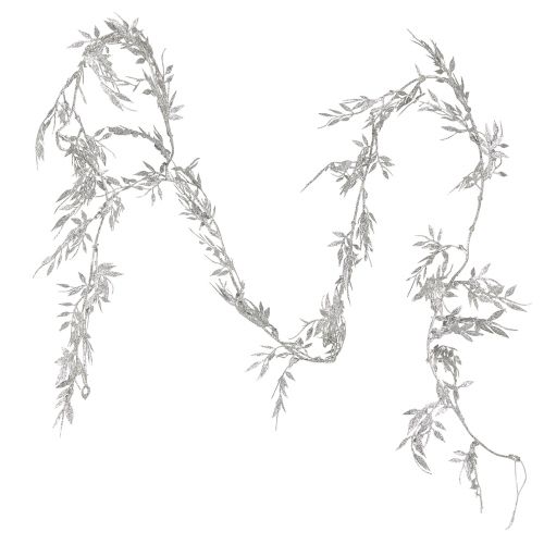 Floristik24 Ghirlanda artificiale Ghirlanda di foglie di felce glitter argento 180 cm 3 pz