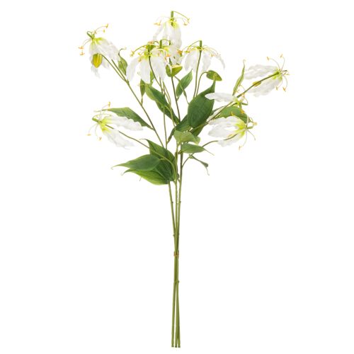 Fiore artificiale Gloriosa, bianco e giallo, elegante ramo fiorito decorativo, 80 cm, 3 pezzi | Floristik24.it