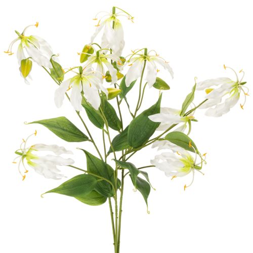 Fiore artificiale Gloriosa, bianco e giallo, elegante ramo fiorito decorativo, 80 cm, 3 pezzi | Floristik24.it