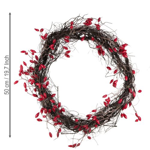 Prodotto Ghirlanda di rosa canina artificiale decorazione autunnale ghirlanda rossa Ø50cm