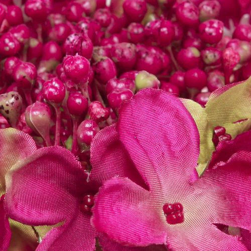 Prodotto Foglie di fiori artificiali con ramo rosa di ortensie 43 cm 2 pezzi