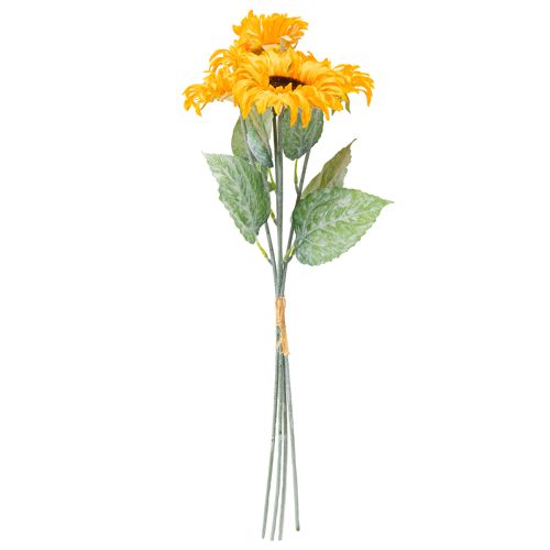Prodotto Decorazione di girasole artificiale con foglie gialle 58 cm 4 pezzi
