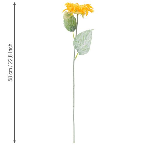 Prodotto Decorazione di girasole artificiale con foglie gialle 58 cm 4 pezzi