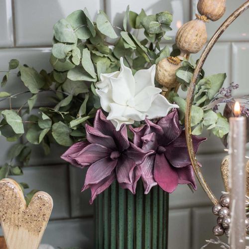 Floristik24 Magnolia artificiale fiore artificiale bianco su un bastoncino Ø10cm Schiuma 6pz