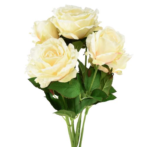 Floristik24 Rose artificiali Bouquet di fiori artificiali Rose Crema Giallo Pick 54 cm