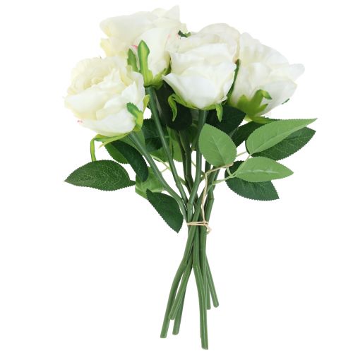 Rose artificiali in mazzo bianche 30 cm 8 pz | Floristik24.it