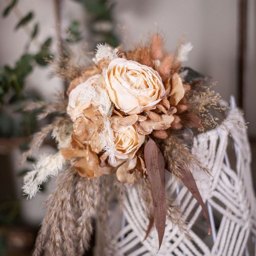 Rose artificiali come veri fiori artificiali color crema 48 cm 3 pezzi
