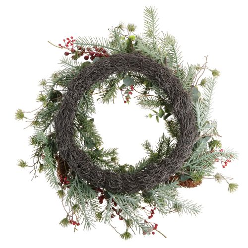 Prodotto Corona dell'Avvento artificiale con bacche rosse, ghirlanda decorativa Ø45cm