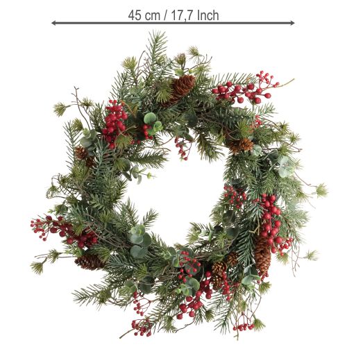 Prodotto Corona dell'Avvento artificiale con bacche rosse, ghirlanda decorativa Ø45cm