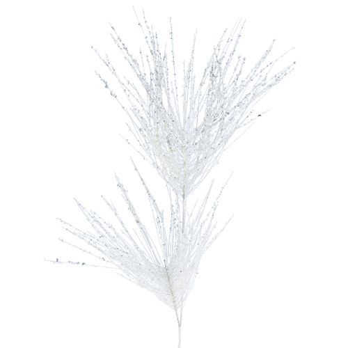 Prodotto Ramo decorativo di ramo di pino artificiale bianco glitter L80cm