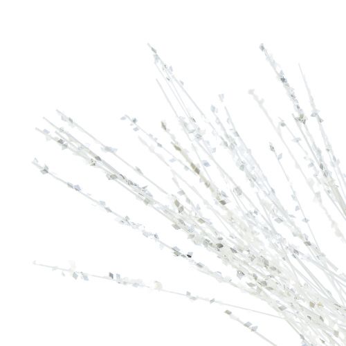 Prodotto Ramo decorativo di ramo di pino artificiale bianco glitter L80cm