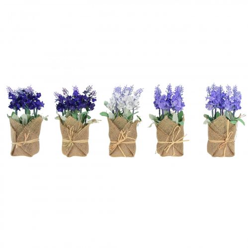 Prodotto Lavanda artificiale fiore artificiale lavanda in sacchetto di iuta bianco/viola/blu 17 cm 5 pz