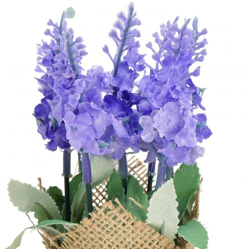 Floristik24 Lavanda artificiale fiore artificiale lavanda in sacchetto di iuta bianco/viola/blu 17 cm 5 pz