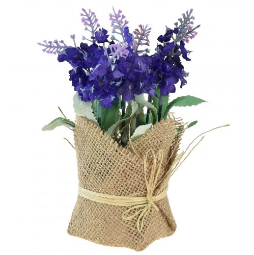 Floristik24 Lavanda artificiale fiore artificiale lavanda in sacchetto di iuta bianco/viola/blu 17 cm 5 pz