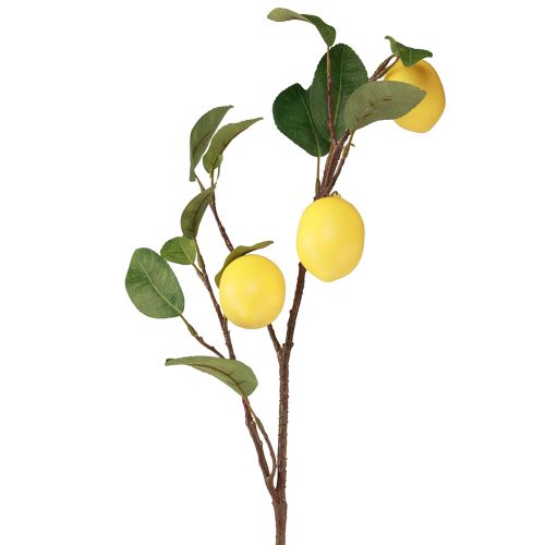Ramo decorativo di ramo di limone artificiale con 3 limoni gialli 65 cm
