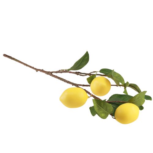 Prodotto Ramo decorativo di ramo di limone artificiale con 3 limoni gialli 65 cm