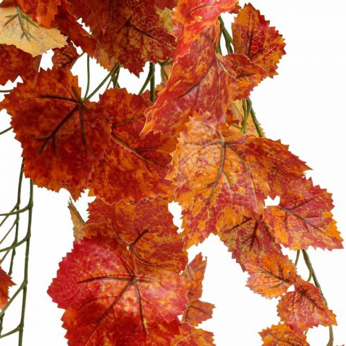 Prodotto Rami pendenti di foglie di vite artificiali rosso arancio L95 cm