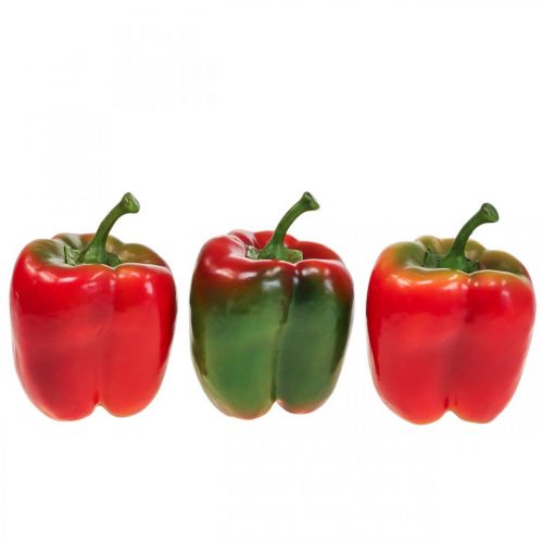 Prodotto Pepe decorativo vegetale artificiale Rosso Verde Ø 8cm H13cm