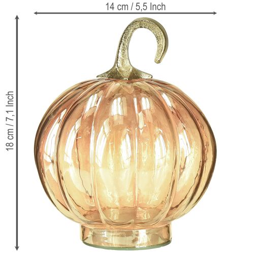 Prodotto Decorazione zucca in vetro decorazione da tavolo zucca in vetro arancione Ø14cm H18cm