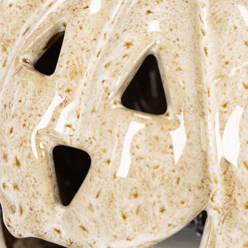 Zucca decorativa in ceramica con LED e faccina sorridente, 13 cm | Floristik24.it